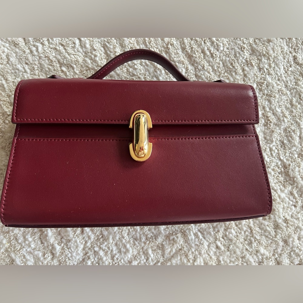 Savette Symmetry Pochette Leather Tote - Burgundy
